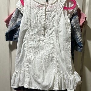 Benetton Amazing Pintuck scalloped drop waist sleeveless cotton dress EUC